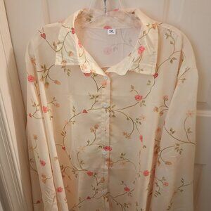 NEW women's 3X floral button down blouse
